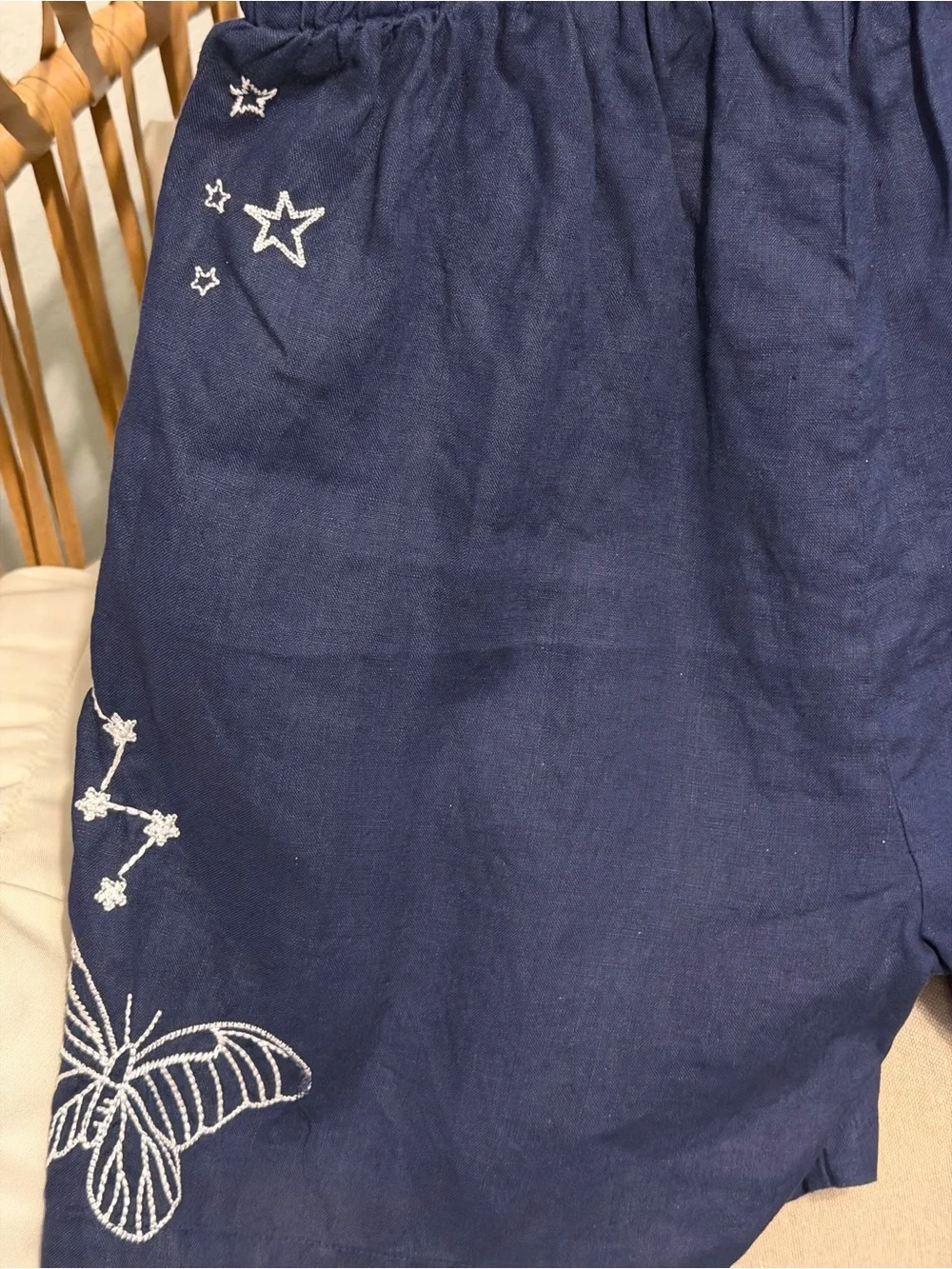 Johnny Was Sovanna Embroidered Linen Shorts – Navy Blue – Boho - Size Small